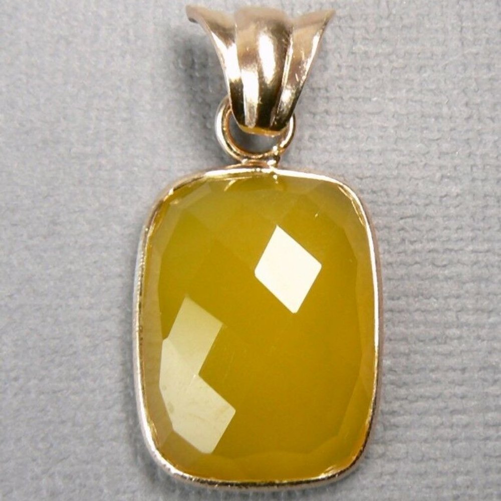 Briolette Yellow Agate 18K Rose Gold over Silver Pendant